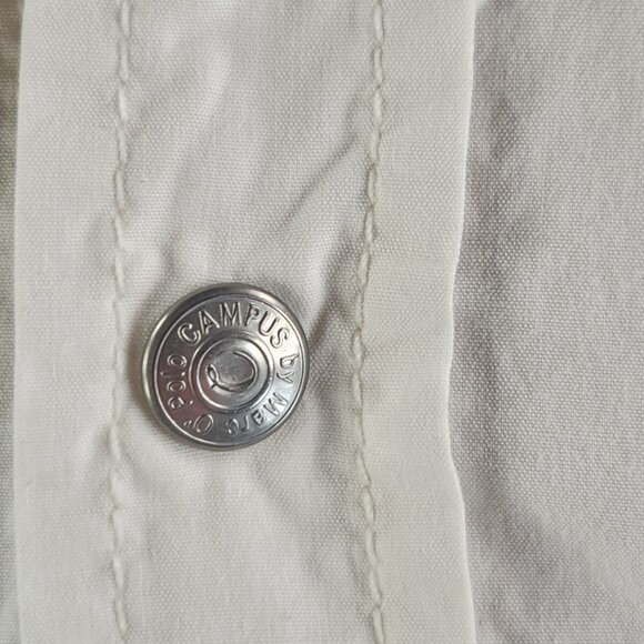 VTG Campus By Marc O Polo XL Germany Made Snap Up Long Sleeve Elbow Patch White - Picture 7 of 16